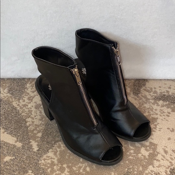 Charlotte Russe Shoes - Open Heel and Toe Booties With Front Zipper